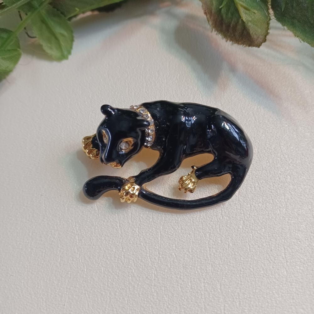 Black cat brooch